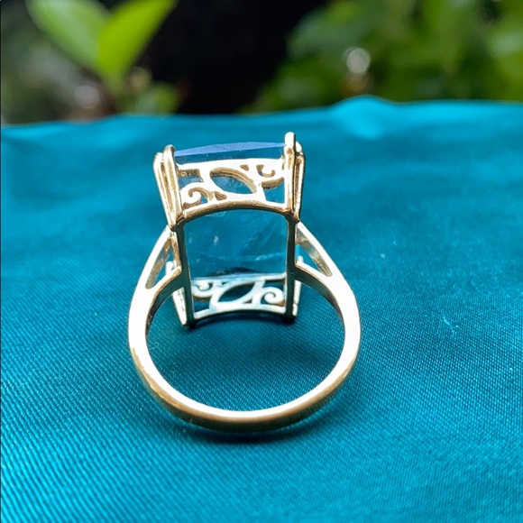 Emerald Cut Fluorite Gold Plated Ring - Picture 15 of 16